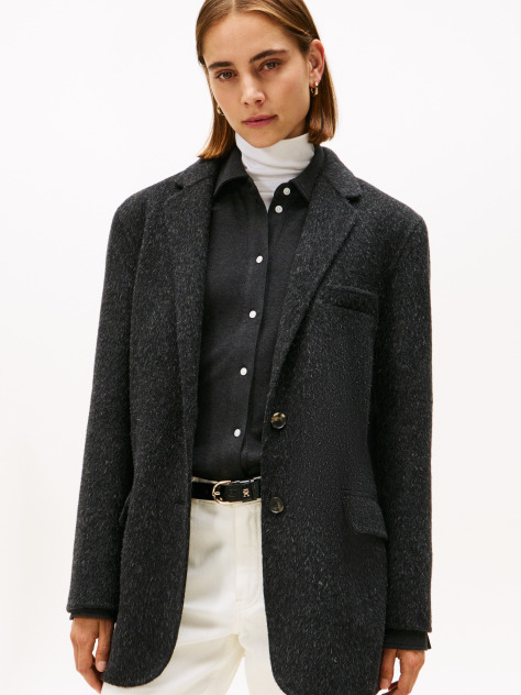 Grey Wool Blend Oversized Fit Blazer  Women