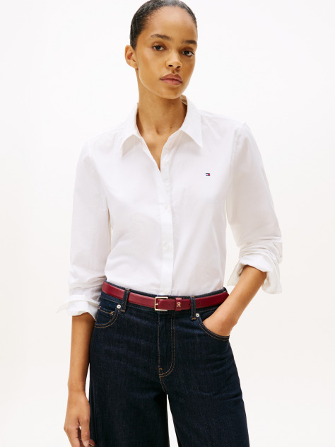 White Regular Fit Poplin Shirt  Women