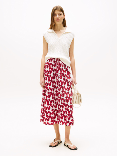 Multi Textured Drawstring Straight Midi Skirt  Women