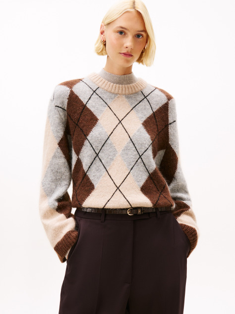 Multi Argyle Alpaca Blend Oversized Jumper  Women