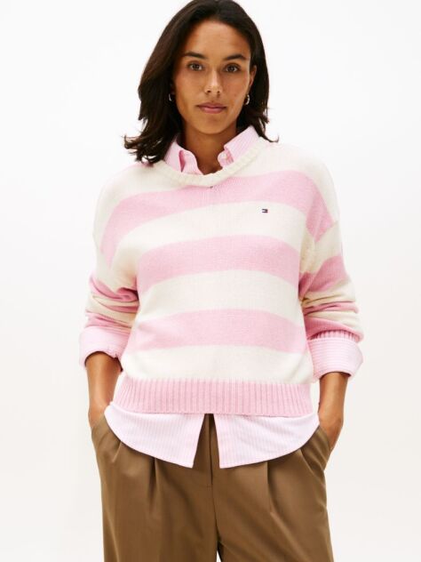Multi Relaxed V-Neck Jumper With Cashmere  Women