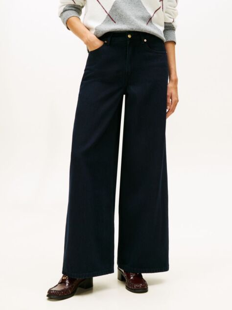 Blue 70s High Rise Wide Leg Blue Jeans  Women