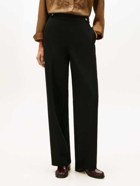 Black Pressed Crease Straight Leg Trousers  Women