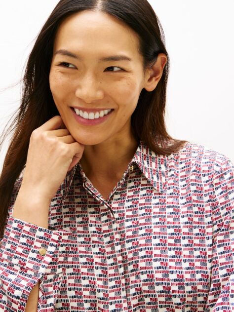 Multi Regular Fit Concealed Placket Twill Shirt  Women