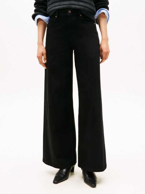 Black 70s High Rise Wide Leg Black Jeans  Women