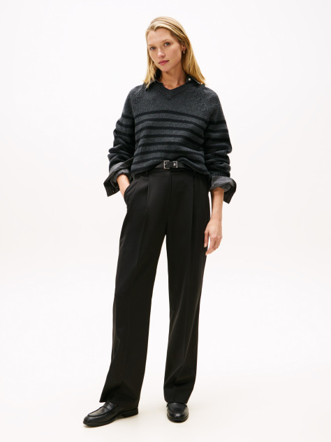 Black Timeless Wool Straight Leg Trousers  Women