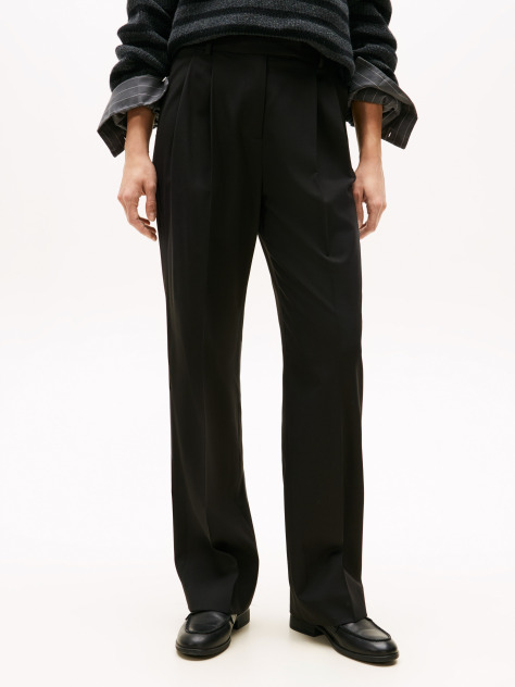 Black Timeless Wool Straight Leg Trousers  Women