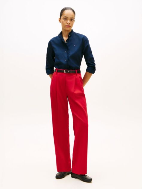 Red Timeless Wool Straight Leg Trousers  Women
