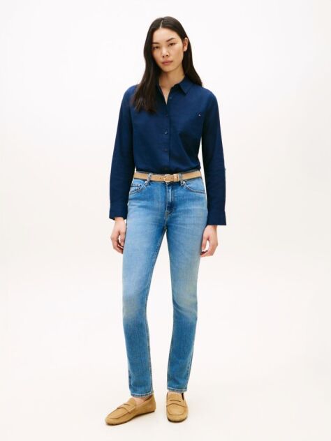 Blue Faded Mid Rise Slim Jeans  Women
