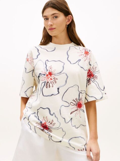 Multi Άνετο Oversized T-Shirt Με Floral Σχέδιο  Γυναίκες