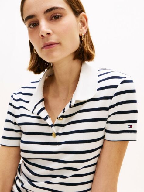 Multi Slim Fit Gold-Tone Button Polo Shirt  Women