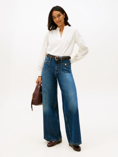 Blue 70s High Rise Wide Leg Jeans  Women