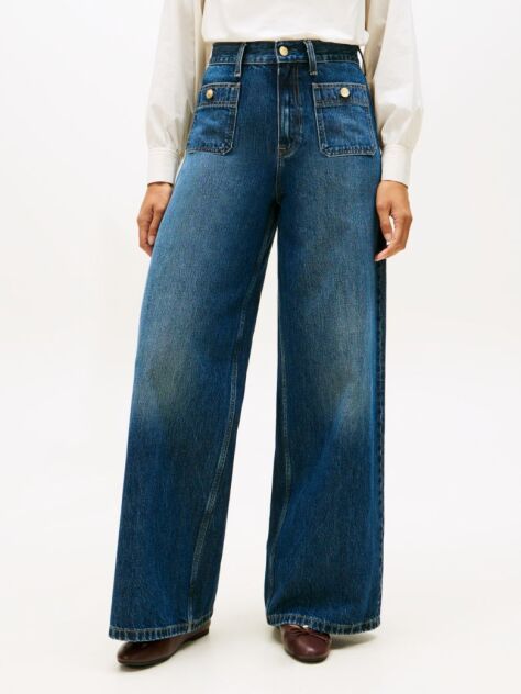 Blue 70s High Rise Wide Leg Jeans  Women