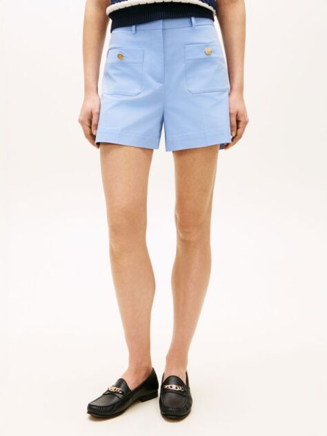 Blue Crest Embossed Gold-Tone Button Shorts  Women