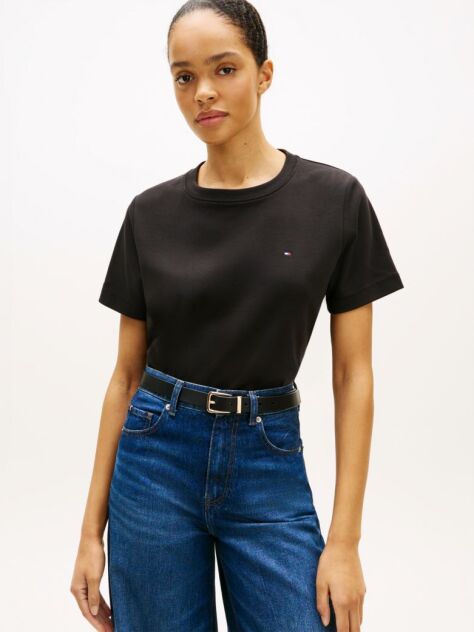 Μαύρο Boxy T-Shirt Με Πλέξη Interlock  Γυναίκες