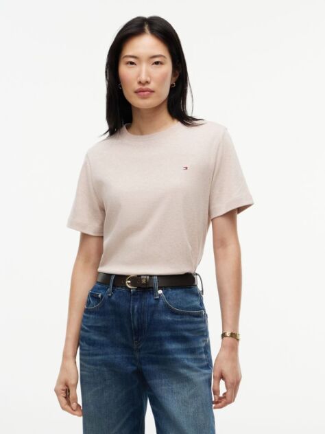 Μπεζ Boxy T-Shirt Με Πλέξη Interlock  Γυναίκες