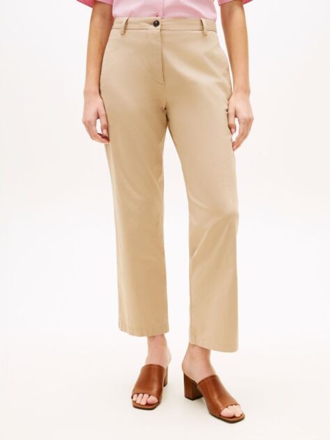 Μπεζ Slim Παντελόνι Chinos Σε Ίσια Γραμμή  Γυναίκες