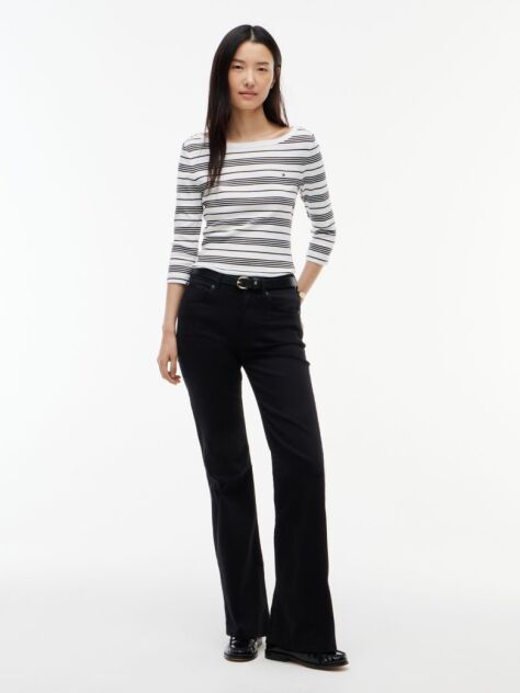 Multi Slim T-Shirt Με Λαιμόκοψη Boat Και Μανίκι 3/4  Γυναίκες