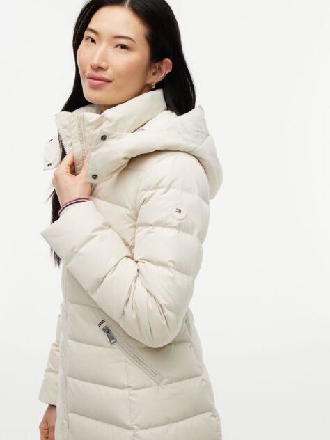 Beige Slim Down Hooded Coat  Women
