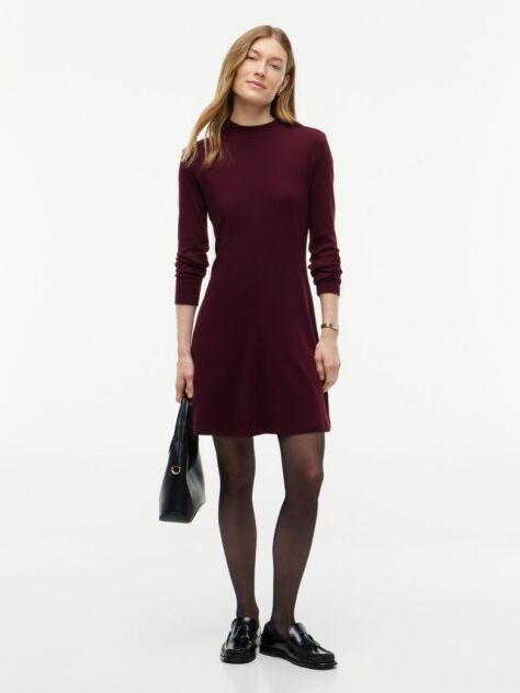 Red Gold-Tone Button Long Sleeve Midi Flare Dress  Women