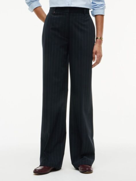 Blue Straight Leg Twill Trousers  Women