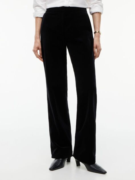 Black Slim Bootcut Velvet Trousers  Women