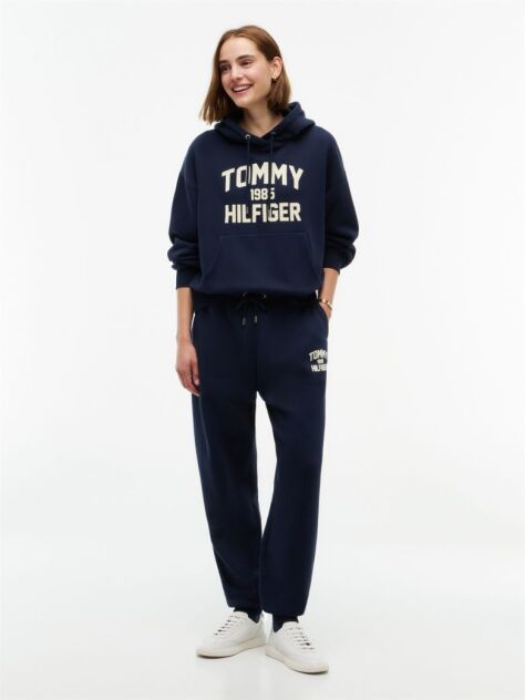 Μπλε Άνετο Fleece Hoody Με Varsity Λογότυπο  Γυναίκες