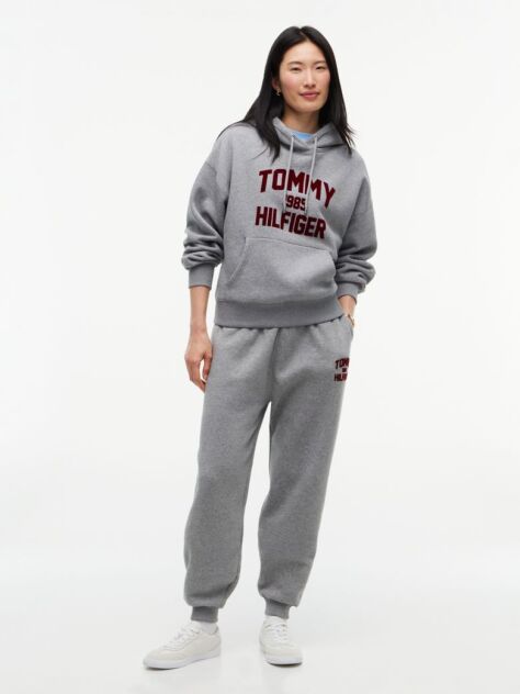 Γκρι Άνετο Fleece Hoody Με Varsity Λογότυπο  Γυναίκες
