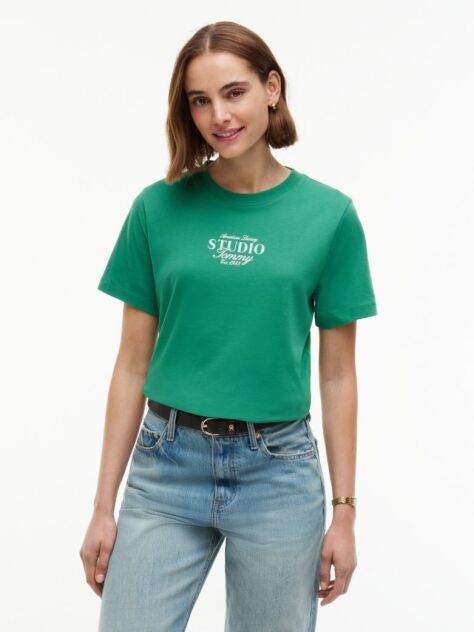 Πράσινο T-Shirt Με Κλασική Λαιμόκοψη Και Λογότυπο  Γυναίκες