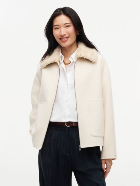 Beige Double-Faced Wool Blend Relaxed Jacket  Women