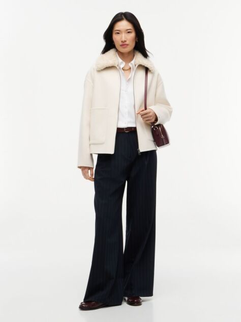 Beige Double-Faced Wool Blend Relaxed Jacket  Women