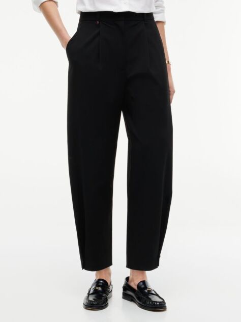 Black Travel Button Cuff Barrel Trousers  Women