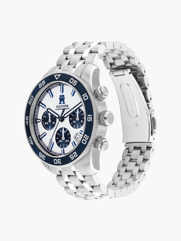 White Navy Bezel Chronograph Watch  Men