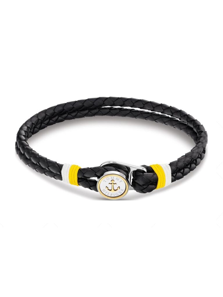 Μαύρο Δερμάτινο Μαύρο Βραχιόλι Με Nautical Charm  Άνδρες
