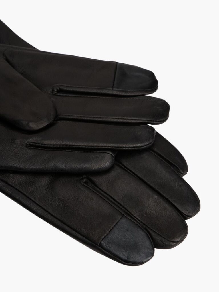 Black Essential Enamel Flag Leather Gloves  Men
