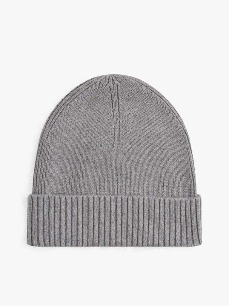 Grey Hilfiger Flag Beanie With Cashmere  Men