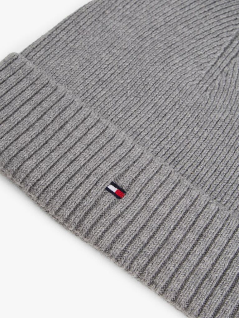Grey Hilfiger Flag Beanie With Cashmere  Men