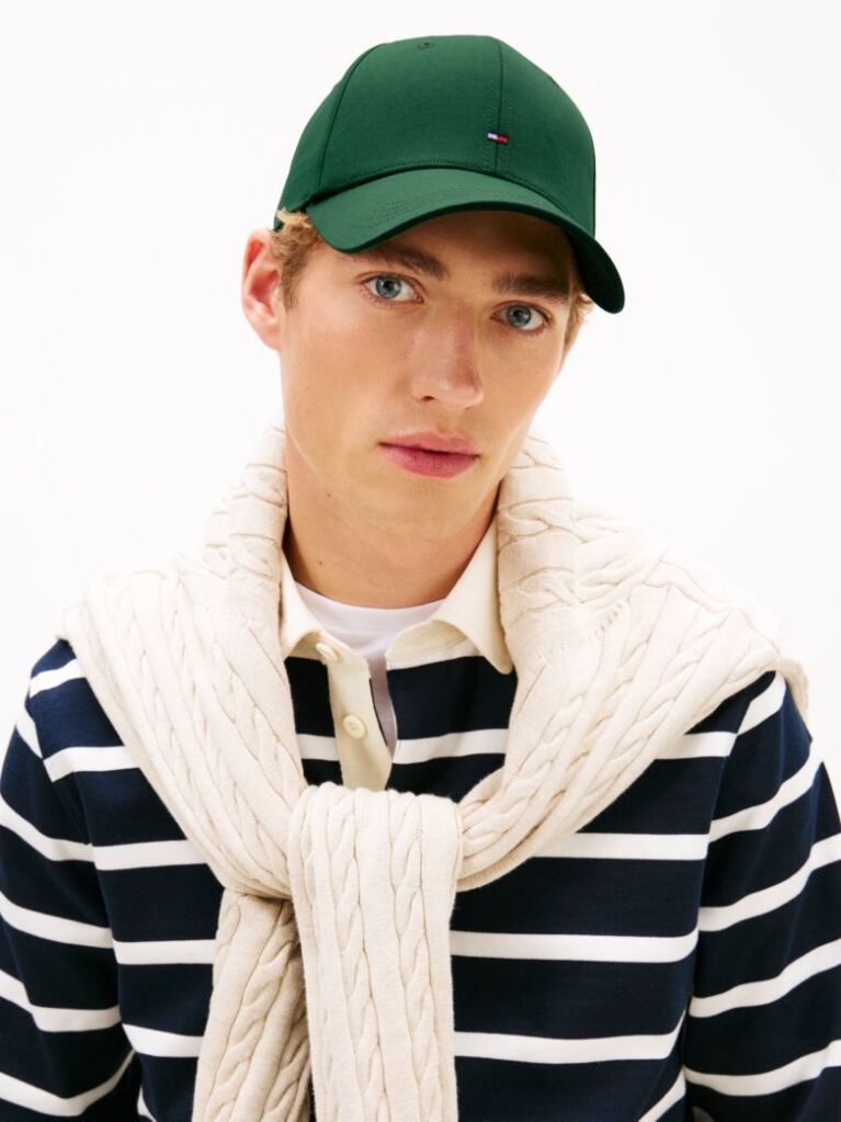 Green Hilfiger Flag Logo Embroidery Baseball Cap  Men