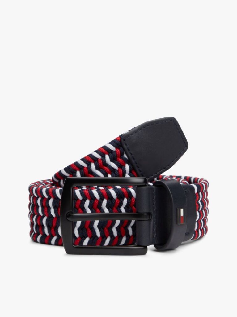 Multi Denton Rectangular Buckle Braided Elastic Belt  Men