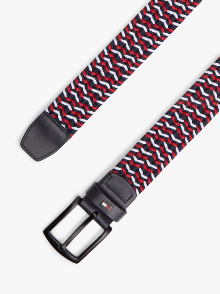 Multi Denton Rectangular Buckle Braided Elastic Belt  Men