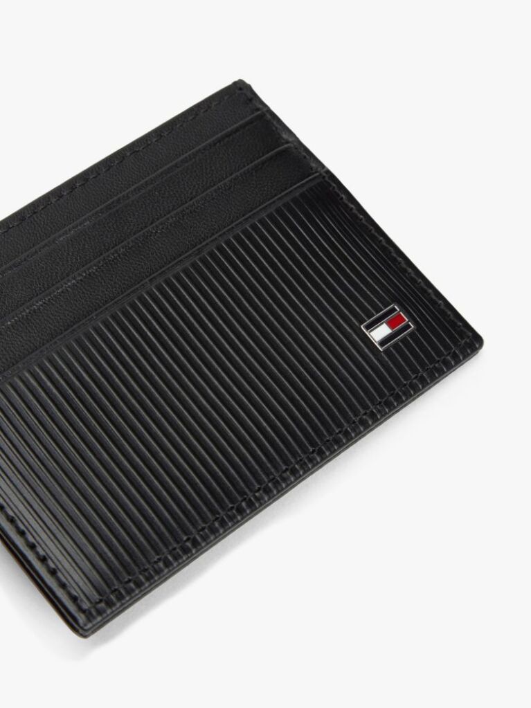 Black Hilfiger Flag Leather Credit Card Holder  Men