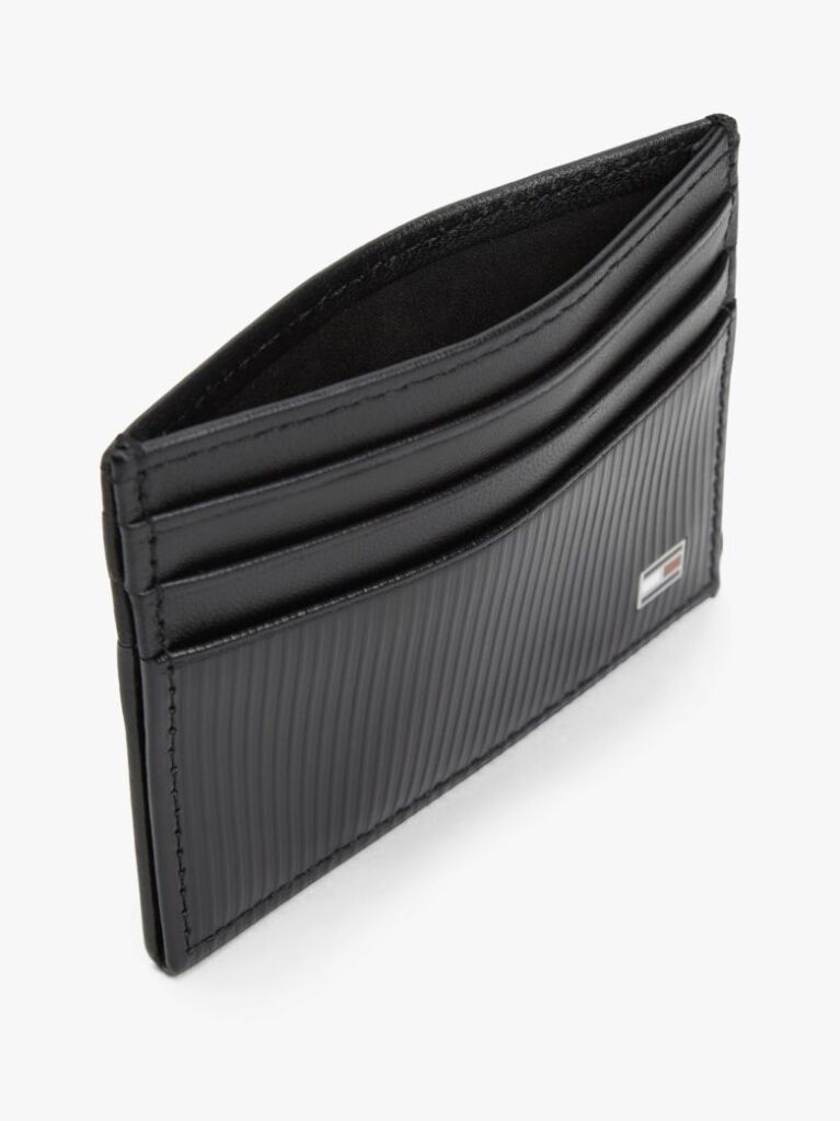 Black Hilfiger Flag Leather Credit Card Holder  Men