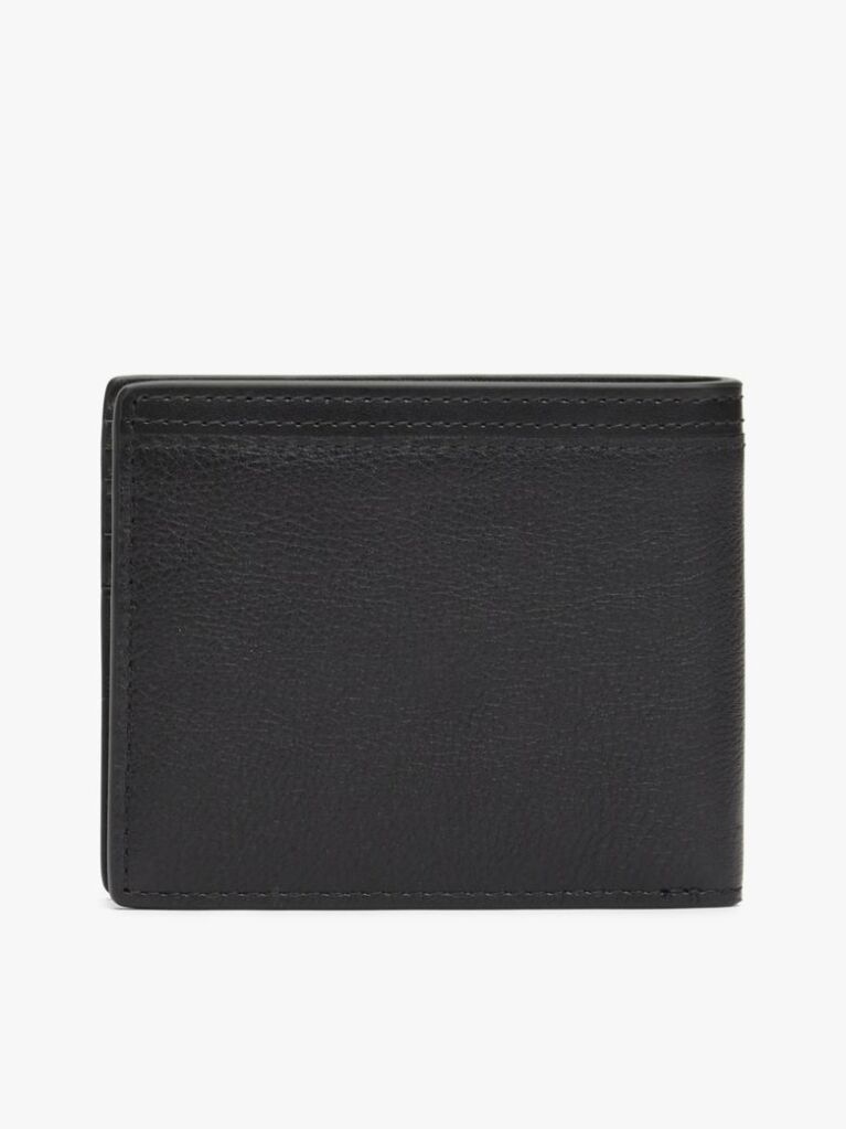 Black Corporate Logo Leather Credit Card Wallet  Men