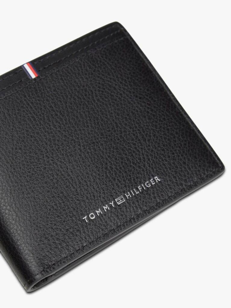 Black Corporate Logo Leather Credit Card Wallet  Men
