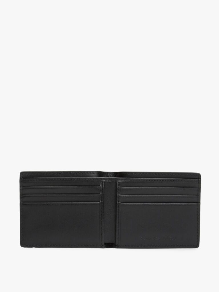 Black Corporate Logo Leather Credit Card Wallet  Men