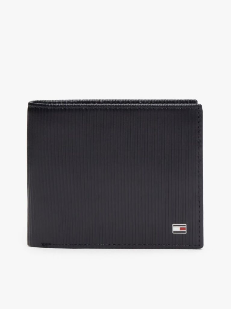 Blue Hilfiger Flag Ribbed Leather Flap Wallet  Men
