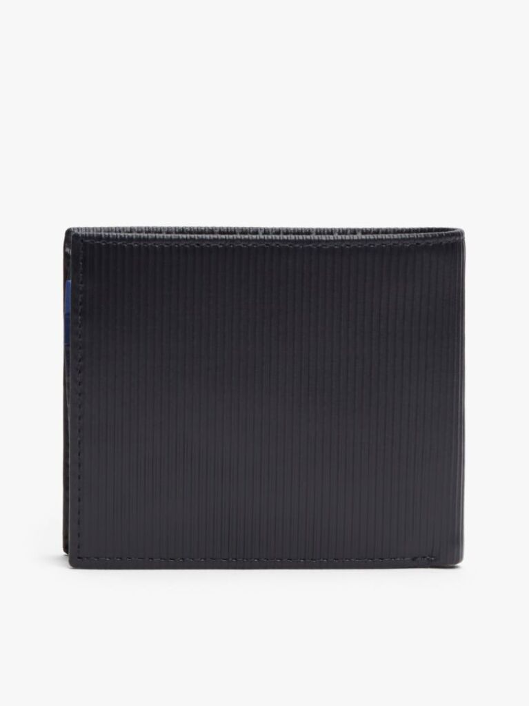 Blue Hilfiger Flag Ribbed Leather Flap Wallet  Men