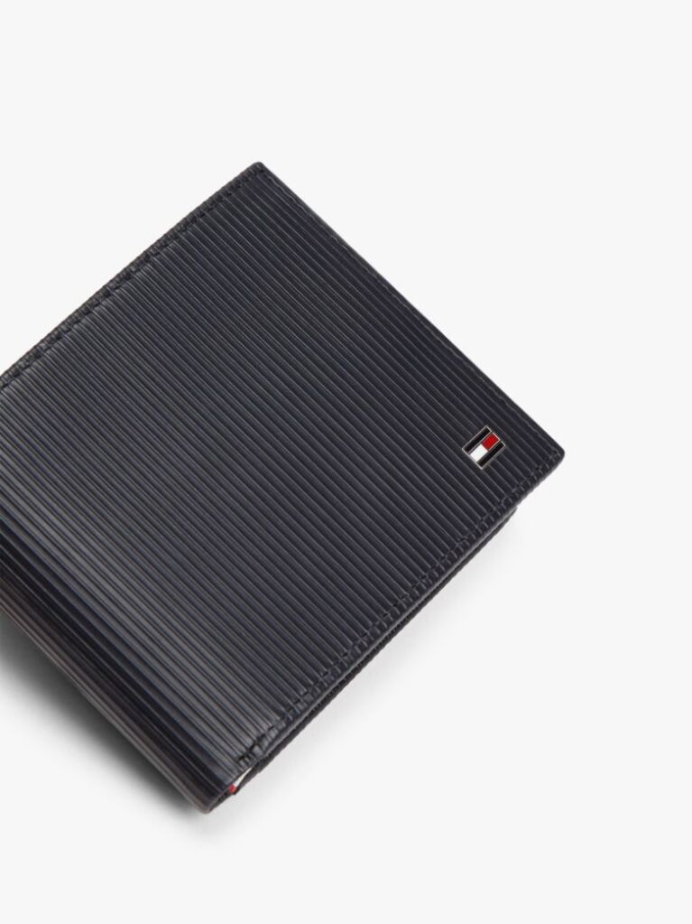 Blue Hilfiger Flag Ribbed Leather Flap Wallet  Men