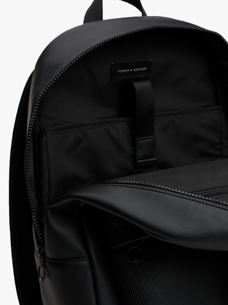 Black Hilfiger Flag Ribbed Pocket Dome Backpack  Men