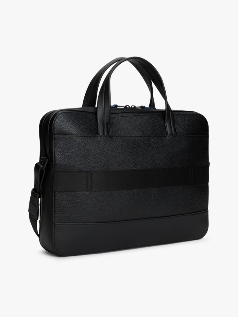 Black Modern Repeat Flag Pocket Laptop Bag  Men